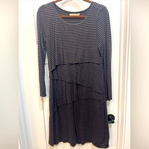 Caite Anthropologie Long‎ Sleeve Asymmetrical Striped Dress Women’s Size Large